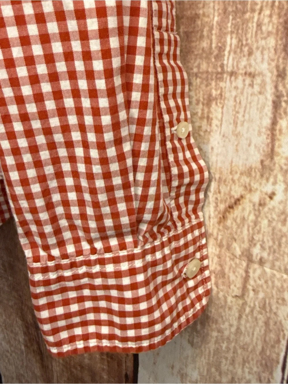 Lacoste Red and White Gingham Button-Down Shirt